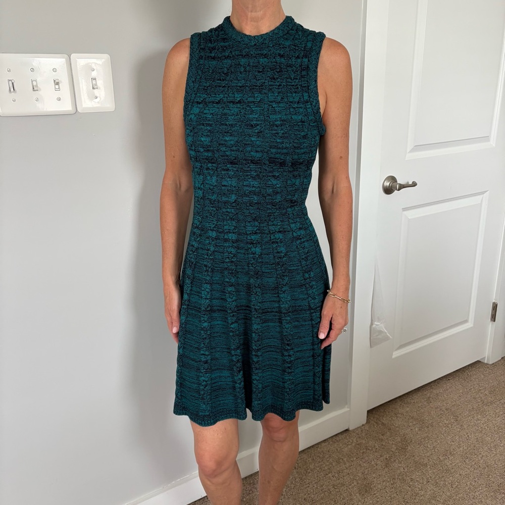 Amanda Uprichard Teal Ribbed Sheath Mini Dress
